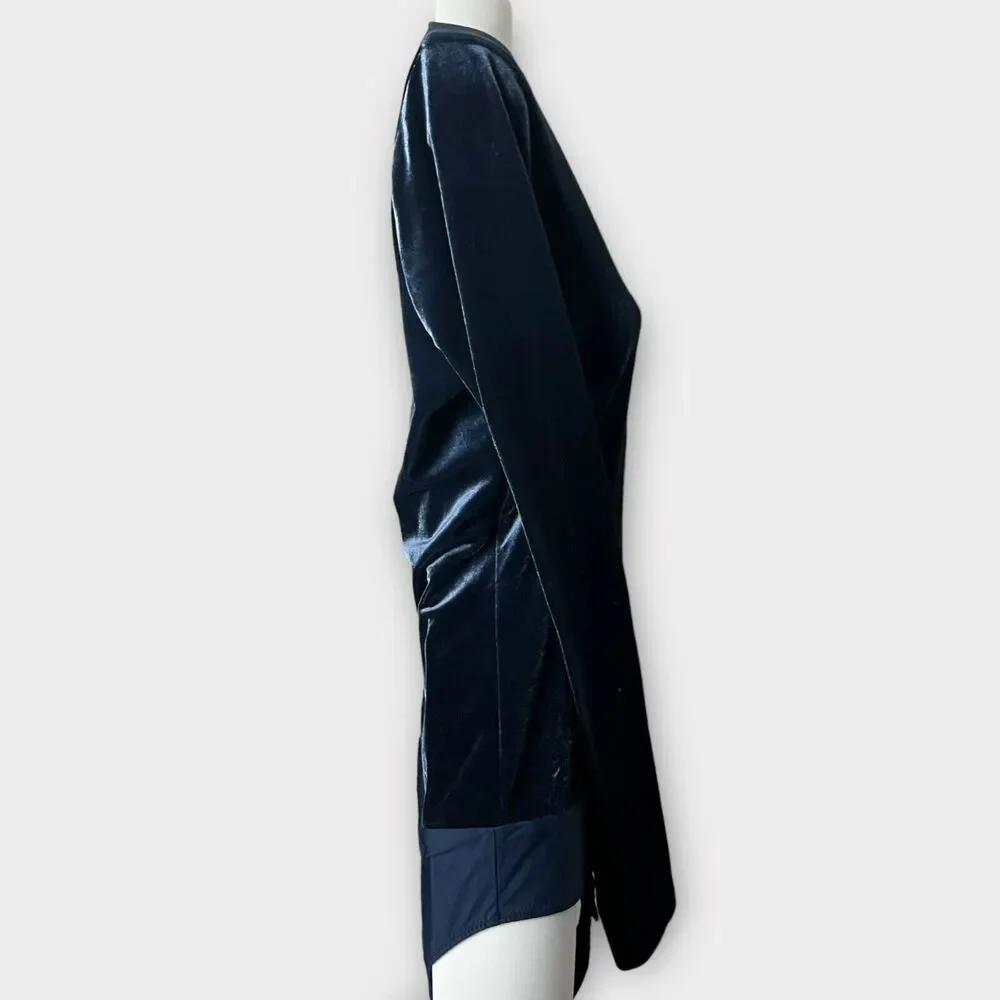 J. CREW Jeans Dark Blue Velvet Long Sleeve Snap Gusset One Piece Bodysuit Size M
